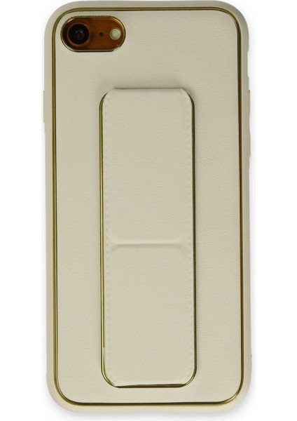 iPhone 7 Kılıf Coco Deri Standlı Kapak - Beyaz