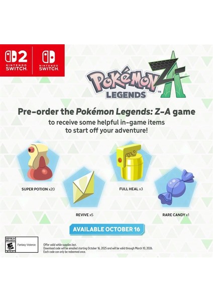 Pokemon Legends: Z-A - Nintendo Switch 2 Edition - Gerçek Zamanlı Savaşlar - Artık Tur Sırası Yok! fiyatları