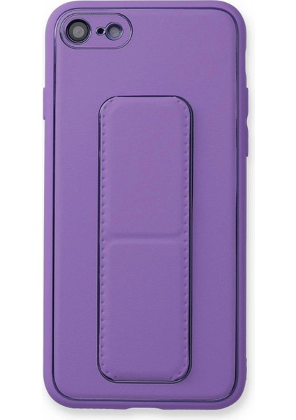 iPhone 7 Kılıf Coco Deri Standlı Kapak - Koyu Lila
