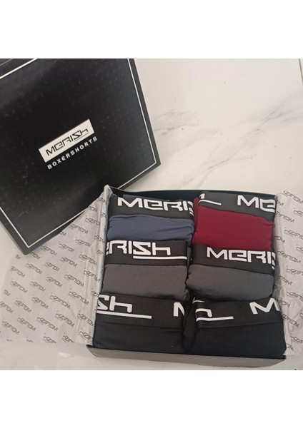 Merish Iç Giyim Erkek Boxer Likralı Karışık 12'li Premium Paket , 4 Renk 12 Li Paket Erkek Boxer indirimleri
