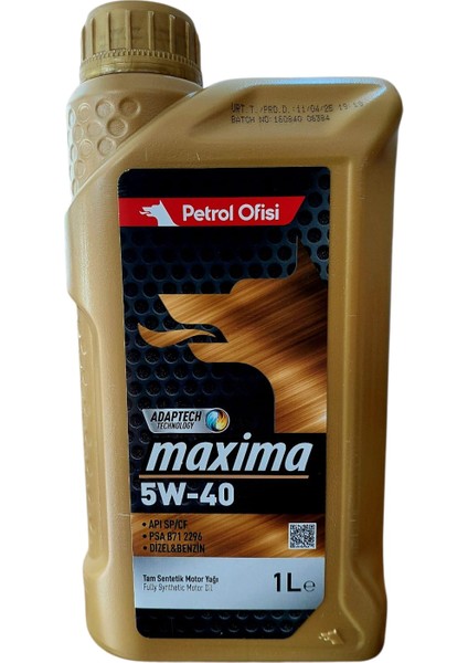 Maxima 5W-40 Tam Sentetik Motor Yağı 1 Lt (Ü.T:11.04.2025)