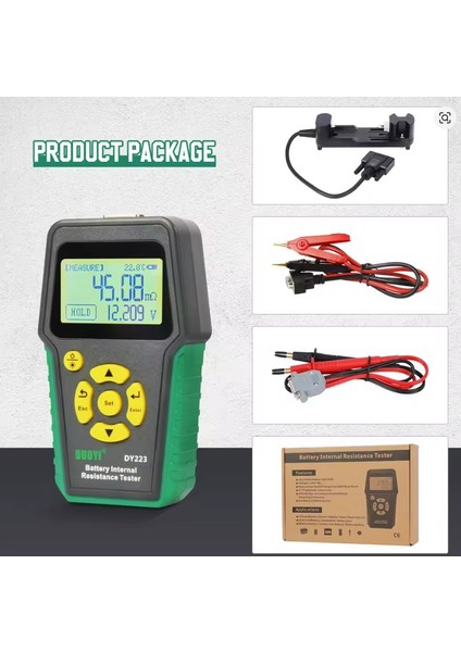 Duoyı DY223 Akü Iç Direnç Test Cihazı 4 Telli Kelvin Test - Kurşun Asit, Lityum, Ni-Cd ve Alkalin Piller Uyuml indirimleri