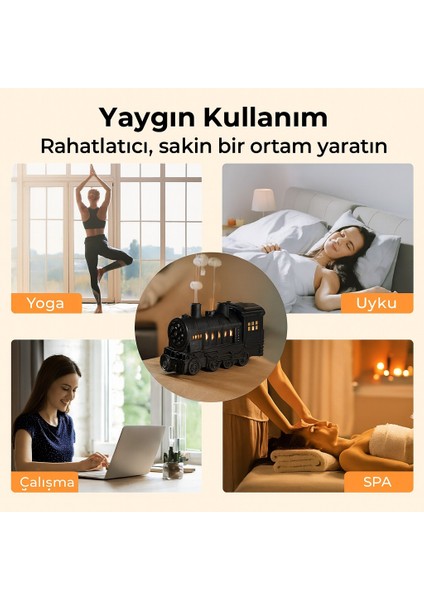 Tren Tasarımlı LED Işıklı Hava Nemlendirici | Aromaterapi Difüzörü & Buhar Makinesi – Sessiz Çalışma fırsatları