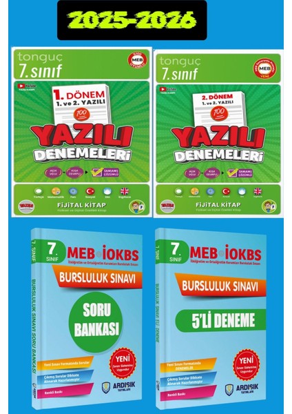 7. Sınıf 1. Dönem + 2. Dönem Yazılı Denemeleri Seti + Bursluluk Sınav Seti