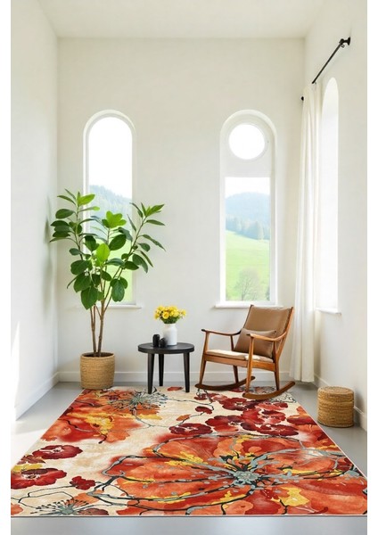 Renklerin Dansı Modern Mekânlara Çiçekli Halı Dokunuşu Kayman Taban Halı modelleri