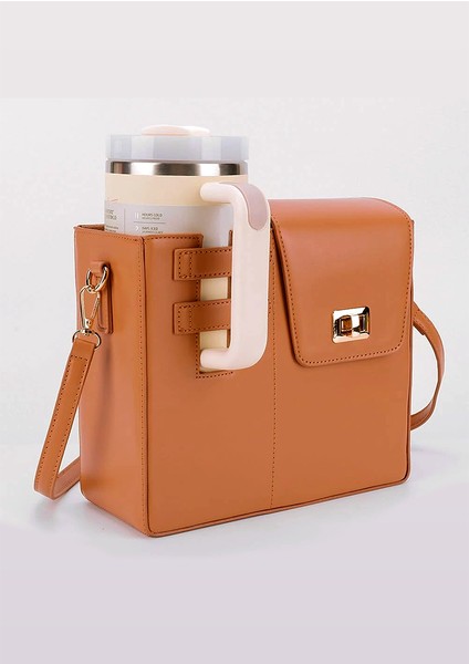 Deri Su Şişesi ve Termos Kahve Bardağı Çantası Su Bardağı Tutucu Çok Amaçlı Taşıma Çantası