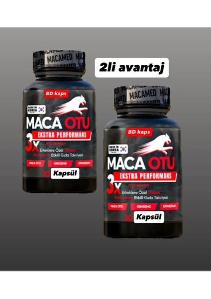 Maca Otu 30 Kapsül Güç ve Kuvvet Gıda Takviyesi 2li Avantaj Paketi