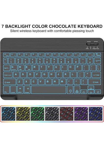 Apple iPad Air 11 M3 (2025) Rgb LED Işıklı Türkçe Karakterli Bluetooth Özellikli Kalemlikli Klavyeli Kılıff A3266 A3267 modelleri