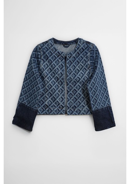 Kadın Modern Desenli Önü Açık Jean Ceket fiyatları