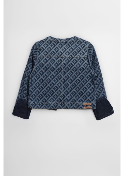 Kadın Modern Desenli Önü Açık Jean Ceket modelleri