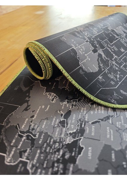 70X30 cm Fosforlu Dikişli Siyah Dünya Kaydırmaz Taban Speed Yüzey Oyuncu Mouse Pad fırsatları