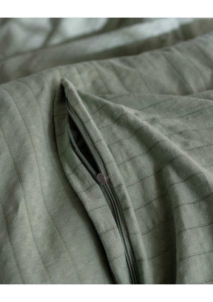 Marlene Tek Kişilik %100 Pamuk Penye Lastikli Nevresim Takımı - Haki