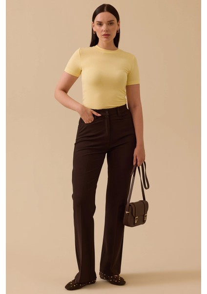 Kadın Ispanyol Paça Pantolon 0002 Kahverengi fiyatları