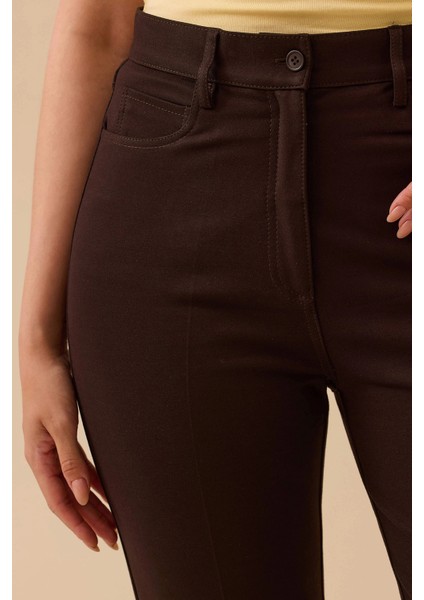 Kadın Ispanyol Paça Pantolon 0002 Kahverengi modelleri