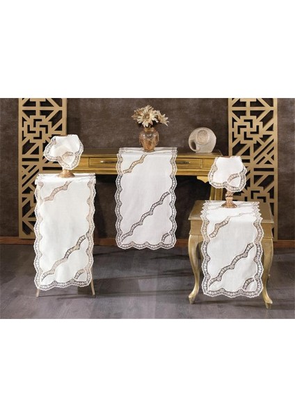 Rua Keten 5 Parça Salon Takımı Krem