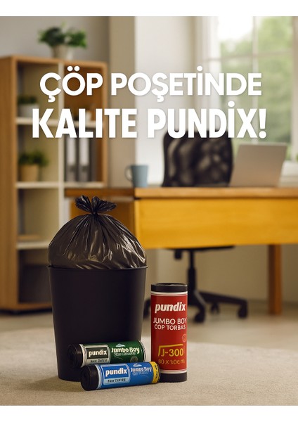 Pundıx J300 Çöp Poşeti 80X110 cm Siyah Kalın 10’lu Rulo (1 Koli – 20 Rulo) fiyatları