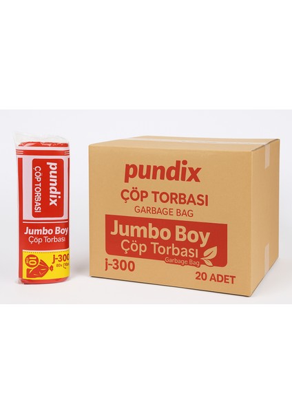 Pundıx J300 Çöp Poşeti 80X110 cm Siyah Kalın 10’lu Rulo (1 Koli – 20 Rulo) indirimleri
