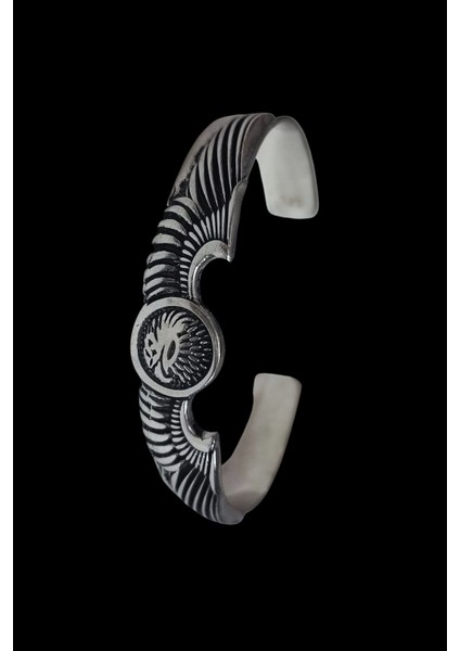 AK STORE SİLVER Gümüş Kaplama Krom-Çelik Kartal Kanatları 10 MM Erkek Kelepçe Bileklik Çap 50-60 mm modelleri
