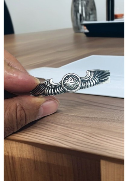 AK STORE SİLVER Gümüş Kaplama Krom-Çelik Kartal Kanatları 10 MM Erkek Kelepçe Bileklik Çap 50-60 mm fırsatları