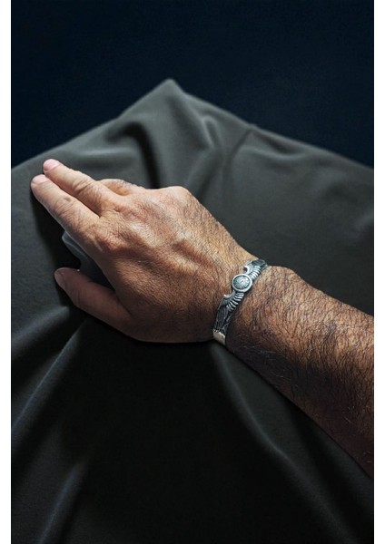 AK STORE SİLVER Gümüş Kaplama Krom-Çelik Kartal Kanatları 10 MM Erkek Kelepçe Bileklik Çap 50-60 mm indirimleri