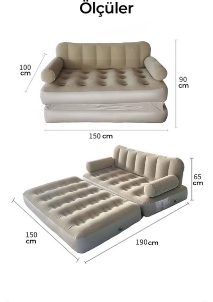 Robo Kendi Kendine Şişen Otomatik Çift Kişilik Şişme Koltuk