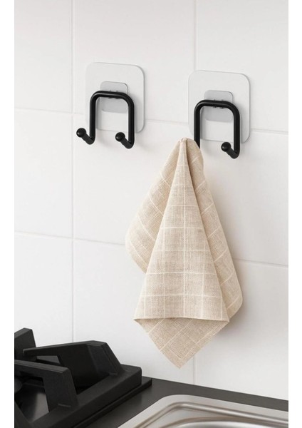 Güçlü Yapışkanlı 2 Adet Çift Kancalı Banyo Mutfak Askısı Metal Askılık Duvar Askı Organizer