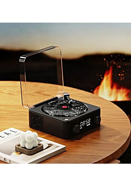 Mini Pikap Görünümlü Nostaljik Bluetooth Hoparlör - Gece Lambası Bt-Sd-Aux + Dalga Sesi Modu Siyah