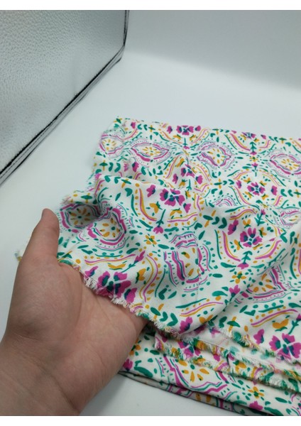 Renkli Boho Viskoz Pamuk Kumaş – Dökümlü, Yumuşak | 150 cm Genişlik – ELNV28 fırsatları