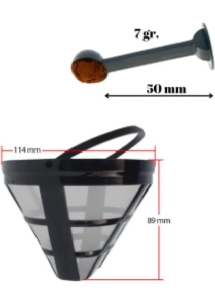 Çeşitli Markalarla Uyumlu Kahve Makinesi Filtresi ve Ölçü Kaşığı