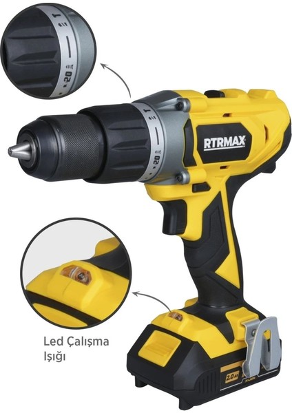 1820 20V 2AH Çift Akülü Darbeli Matkap fırsatları