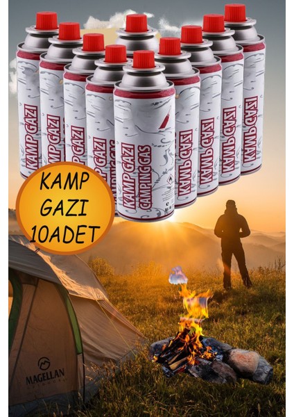 Kamp Gazı (10 Adet) Tek Kullanımlık Pürmüz Yedeği 227 gr Bütan Propan Tüpü Portatif Ocak Kartuşu.