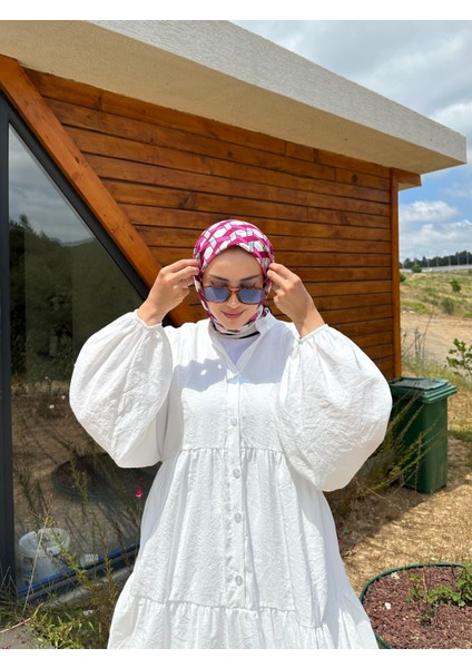 Sargı Desenli Eşarp Pembe modelleri