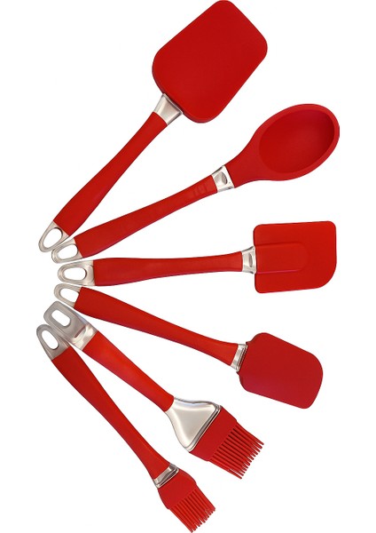 Silikon Spatula Seti-6 Parça, Yanmaz, Yapışmaz,mutfak, Pasta, Spatula, Kaşık, Fırça