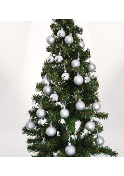 Yılbaşı Ağaç Süsü 72 Parça Süsleme Seti Gümüş Renk