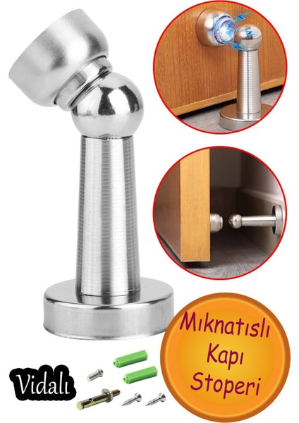 Mobilya Kapı Arkası Vidalı Metal Stoperi Tamponu Krom Tutucu Tutacağı Durdurucusu Stopu Mft.