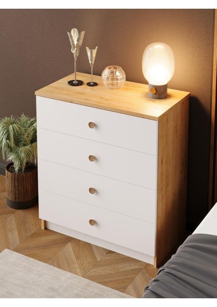 Kuzeylife Stella Şifonyer 4 Çekmeceli Bebek Genç Ytak Odası Safir Meşe fırsatları