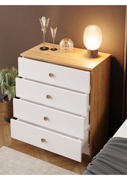 Kuzeylife Stella Şifonyer 4 Çekmeceli Bebek Genç Ytak Odası Safir Meşe indirimleri