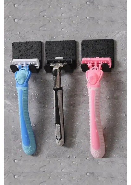 3'lü Permatik Tutucu - Yapışkanlı Banyo Düzenleyici - Jilet Tutucu Aparat - Çok Amaçlı Banyo Askısı