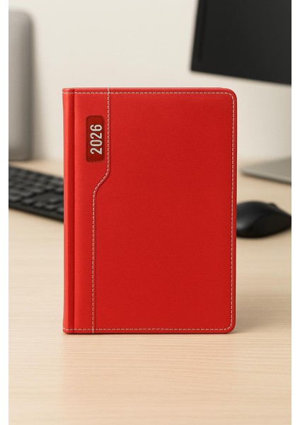 2026 Şık Tasarım Günlük Ajanda Kırmızı – Sert Kapaklı Masaüstü Planlayıcı fiyatları