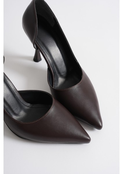 Modaserdem Angela Kadın Acı Kahve Cilt Topuklu Ayakkabı indirimleri