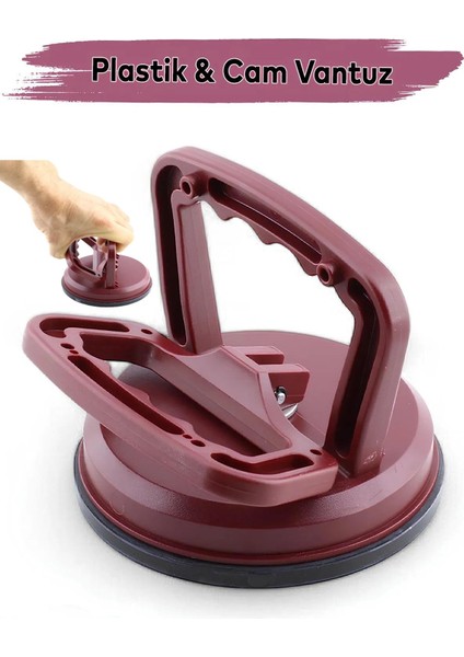 Cam Vantuzu Vantusu Vakumlu Cam Fayans Tutucu Taşıma Araba Kaporta Göcük Çektirme Plastik Tekli Mft.