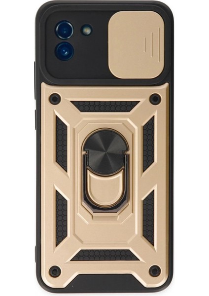 Samsung Galaxy A03 Kılıf Pars Lens Yüzüklü Silikon - Gold