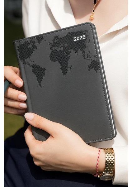 2026 Şık Tasarım Günlük Ajanda – Sert Kapaklı Masaüstü Planlayıcı
