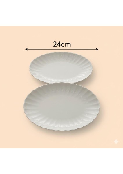Midye Model Bone Luz Form 24 cm Kayık Tabak 2 Li modelleri