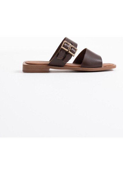 Modaserdem Alessi Acı Kahve Hakiki Deri Terlik