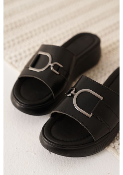 Modaserdem Maria Siyah Hakiki Deri Terlik fırsatları