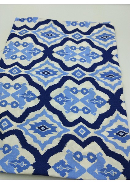 Mavi Geometrik Desenli Pamuk-Viskoz Kumaş – Yumuşak, Hafif ve Dökümlü 150 cm Genişlik – Elnv6