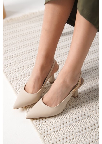 Modaserdem Ophelia Kadın Mat Bej Topuklu Ayakkabı