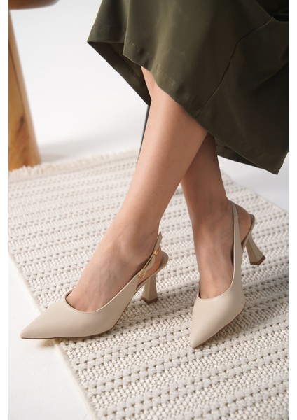 Modaserdem Ophelia Kadın Mat Bej Topuklu Ayakkabı indirimleri