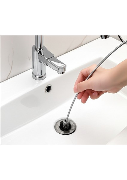 Lavabo Açıcı Tel 61CM Paslanmaz Çelik Tıkanıklık Açma Teli Saç ve Tüy